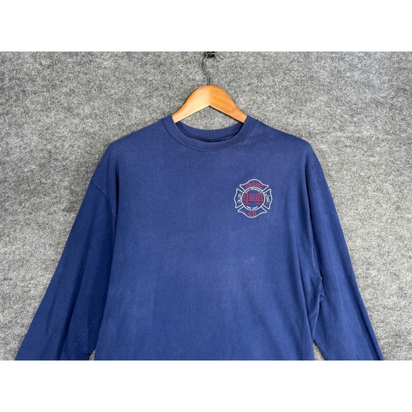 San Francisco Fire Dept Engine 43 Long Sleeve T-Shirt Mens XL Blue Hanes Beefy-T - Picture 7 of 15